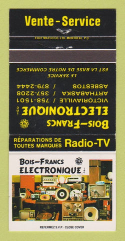 Matchbook Cover - Bois Francs Electronics Victoriaville Asbestos QC 30 Strike