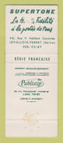 Matchbook Cover - Supertone Electronics France Seine 30 Strike