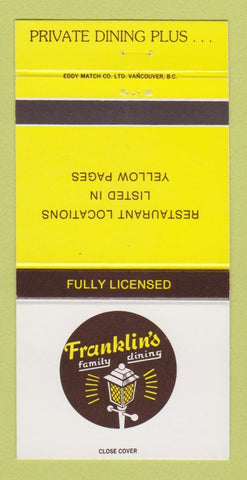 Matchbook Cover - Franklin's Restaurant Canada Pizza 30 Strike