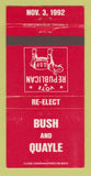Matchbook Cover - George Bush for President 1992 Dan Quayle 30 Strike
