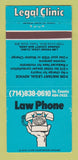 Matchbook Cover - Legal Clinic Tustin CA Law  30 Strike