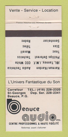 Matchbook Cover - Beauce Audio QC Stereo WEAR 30 Strike