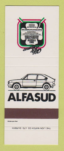 Matchbook Cover - Alfa Romeo Cars Alfasud South Africa SAMPLE