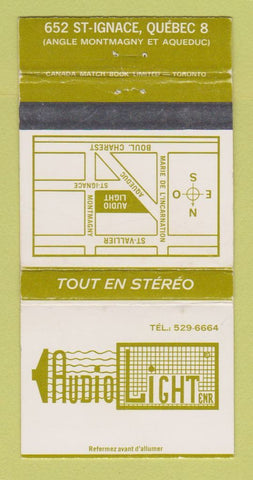 Matchbook Cover - Audio Light Stereo Quebec QC 30 Strike