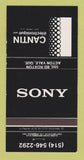 Matchbook Cover - Cantin Electronics Sony Acton Vale QC 30 Strike