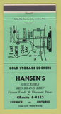 Matchbook Cover - Hansen's Grocery Keswick ON 30 Strike
