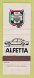 Matchbook Cover - Alfa Romeo Cars Alfetta South Africa WEAR