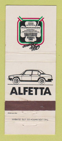 Matchbook Cover - Alfa Romeo Cars Alfetta South Africa WEAR