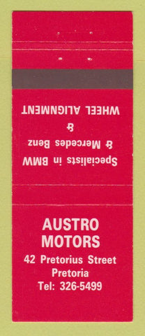 Matchbook Cover - Austro Motors Pretoria South Africa BMW Mercedes