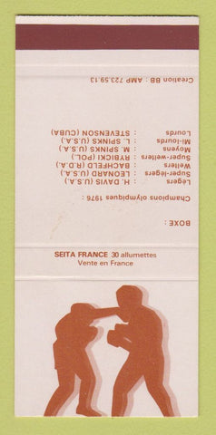 Matchbook Cover - Seita France Olympics 1976 Boxing Leon Spinks SAMPLE 30 Strike