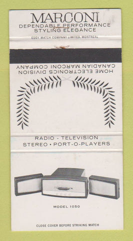 Matchbook Cover - Marconi Radio TV Stereo Model 1050 Canada WEAR 30 Strike