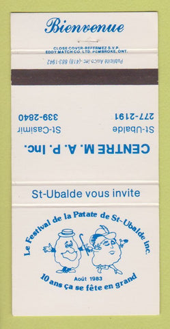 Matchbook Cover - Festival De LA Patate St Ubalde QC Centre MAP 30 Strike
