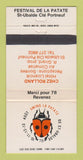 Matchbook Cover - Festival De LA Patate St Ubalde QC Chez Rolland WEAR 30 Strike