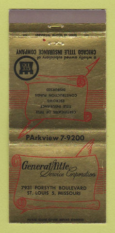 Matchbook Cover - General Title Service Corp ST Louis MO 30 Strike