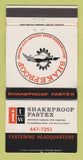 Matchbook Cover - Shakeproof Fastex Don Mills ON fasteners WEAR 30 Strike