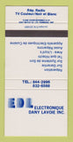 Matchbook Cover - EDL Electronics Dany Lavoie QC 30 Strike