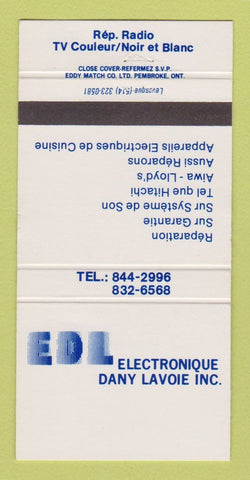 Matchbook Cover - EDL Electronics Dany Lavoie QC 30 Strike