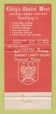 Matchbook Cover - Eddy's Chalet West North Ridgeville OH 30 Strike