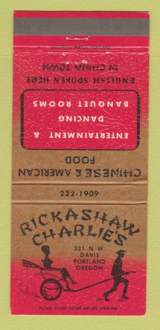 Matchbook Cover - Rickashaw Charlie's Chinese Restaurant Portland OR 30 Strike