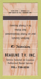 Matchbook Cover - Beaulne TV QC 30 Strike