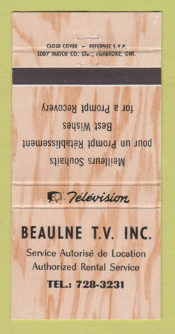Matchbook Cover - Beaulne TV QC 30 Strike