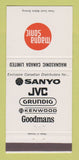 Matchbook Cover - Magna Sonic Canada Electronics Sanyo JVC Kenwood 30 Strike