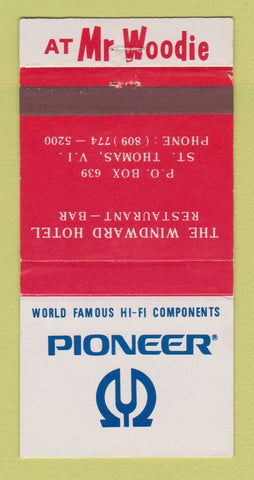 Matchbook Cover Pioneer Stereo Windward Hotel St Thomas Virgin Islands 30 Strike