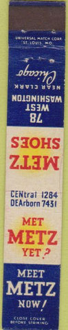 Matchbook Cover - Metz Shoes Chicago IL 10 Strike