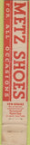 Matchbook Cover - Metz Shoes Chicago IL 10 Strike