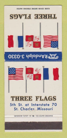 Matchbook Cover - Three Flags ST Charles MO 30 Strike