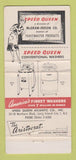 Matchbook Cover - Speed Queen Washer Dryer Long Island City NY WEAR 30 Strike