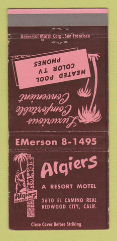 Matchbook Cover - Algiers Motel Redwood City CA 30 Strike