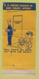 Matchbook Cover - Pressel's Hot Dogs Sausage Detroit MI WEAR 30 Strike