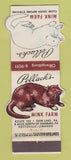 Matchbook Cover - Pollack's Mink Farm Deer Lake PA Contour