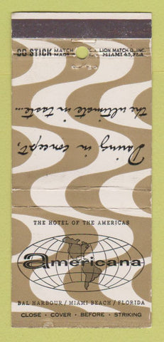 Matchbook Cover - Americana Hotel Miami Beach FL 30 Stick