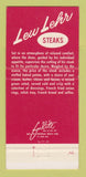 Matchbook Cover - Lew Lehr Steak San Francisco CA 30 Strike