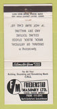 Matchbook Cover - Friendstab Masonry Drywall North Battleford SK 30 Strike