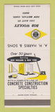 Matchbook Cover - Bob Wooley Concrete Construction New Britain CT 30 Strike