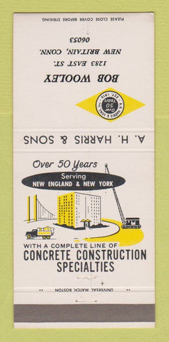 Matchbook Cover - Bob Wooley Concrete Construction New Britain CT 30 Strike