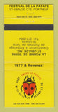 Matchbook Cover - Festival De LA Patate St Ubalde QC Portneuf 30 Strike