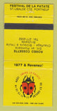 Matchbook Cover - Festival De LA Patate Portneuf QC Romeo Cossette 30 Strike