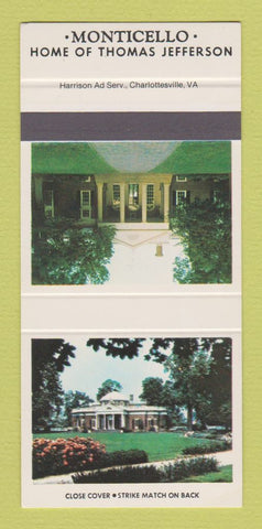 Matchbook Cover - Monticello Home of Thomas Jefferson SAMPLE 30 Strike
