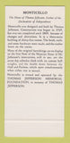 Matchbook Cover - Monticello Home of Thomas Jefferson SAMPLE 30 Strike