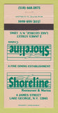 Matchbook Cover - Shoreline Restaurant Marina Lake George NY 30 Strike