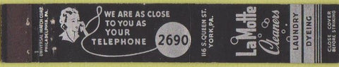 Matchbook Cover - LaMotte Cleaners York PA girlie 10 Strike