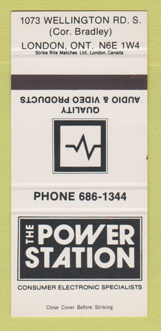 Matchbook Cover Power Station Electronics Audio Video London ON SAMPLE 30 Strike