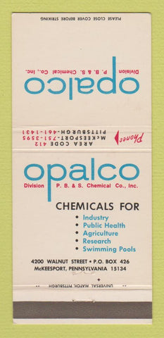 Matchbook Cover - Opalco PB&S Chemical McKeesport PA 30 Strike