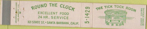 Matchbook Cover - Tick Tock Room Santa Barbara CA 10 Strike
