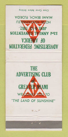 Matchbook Cover Advertising Fed of America Convention 1957 Miami WEAR 30 Strike