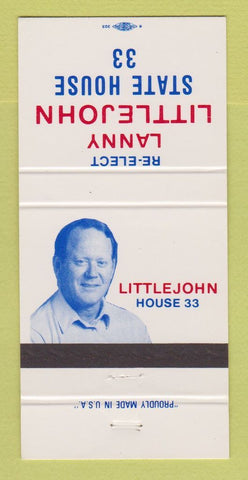Matchbook Cover - Lanny Littlejohn State House Election 30 Strike